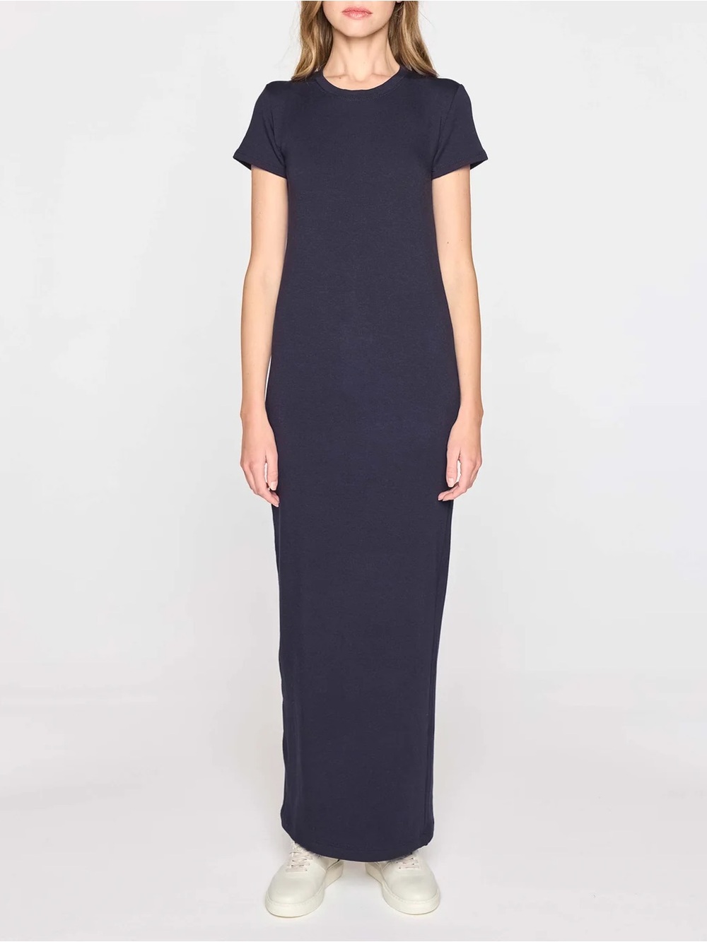 Navy Short-Sleeve Maxi Dress - Sleek Everyday Style